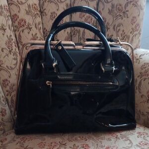 Black Patent Satchel Handbag